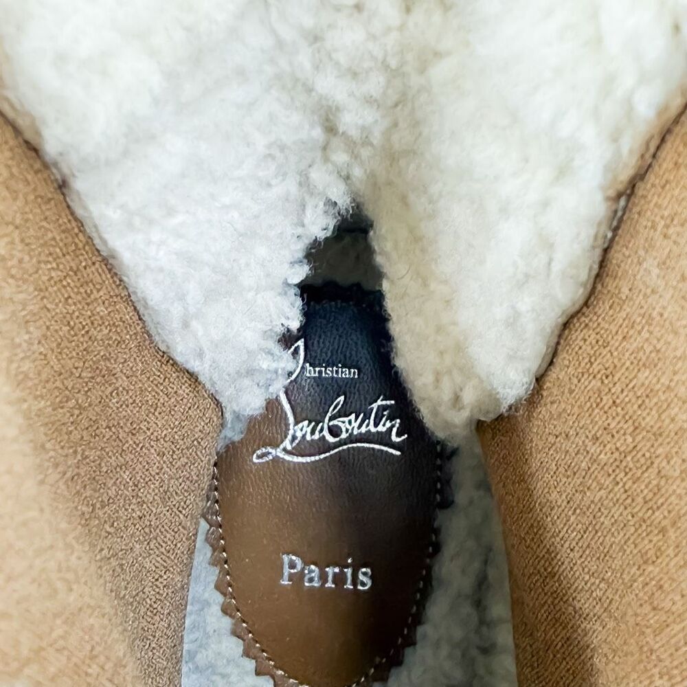 Christian Louboutin Chelsea Lug 100 Shearling High Heel Pull On Boots 37.5 - Picture 11 of 11